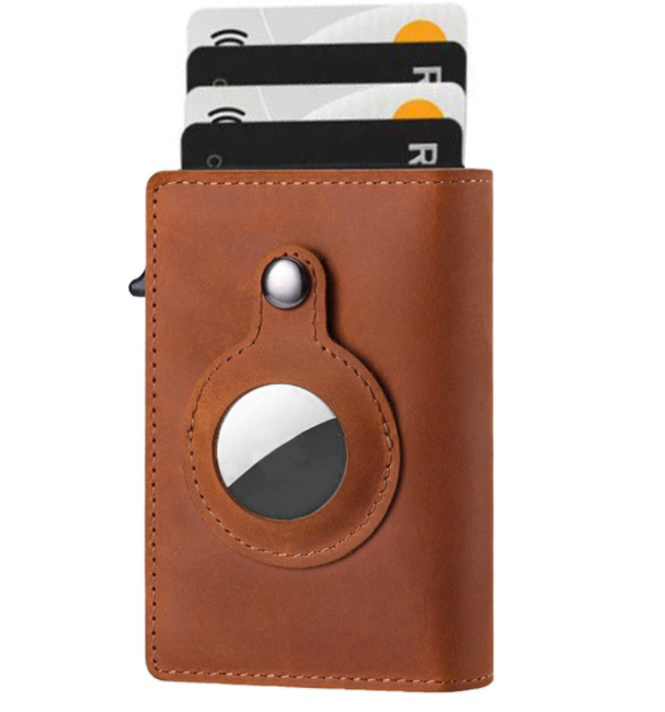 AirTag Wallet Anti Theft Bullet Card Bag Multifunktionaler Rfid-Kartenhalter Herren Leder Slim Wallets für Airtag Air Tag