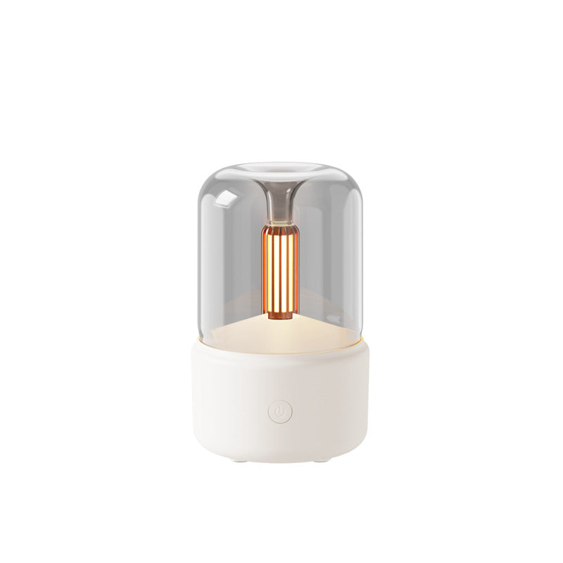 Atmosphärenlicht Luftbefeuchter Kerzenlicht Aroma Diffusor Tragbar 120ml Elektrischer USB Luftbefeuchter Cool Mist Maker Fogger 8-12 Stunden mit LED Nachtlicht